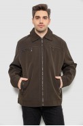 Куртка чоловіча демісезонна однотонна, колір темно-зелений, 244R033B оптом - фото № 0