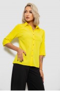 Блуза классическая однотонная  -уценка, цвет желтый, 230R1110-U-41 - фото № 2