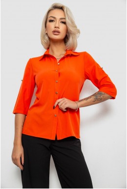 Блуза классическая однотонная  -уценка, цвет оранжевый, 230R1110-U-42