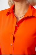 Блуза класична однотонна  -уцінка, колір помаранчевий, 230R1110-U-42 оптом - фото № 4