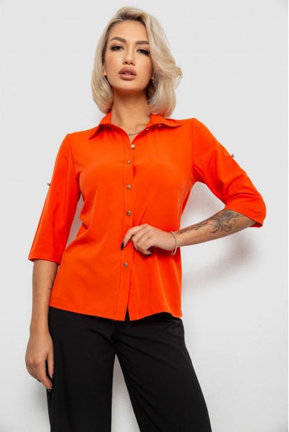 Блуза класична однотонна  -уцінка, колір помаранчевий, 230R1110-U-43