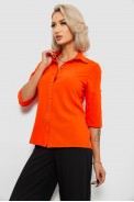 Блуза классическая однотонная  -уценка, цвет оранжевый, 230R1110-U-44 - фото № 2