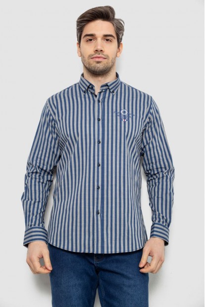 Рубашка мужская в полоску, цвет серо-синий, 186RM01