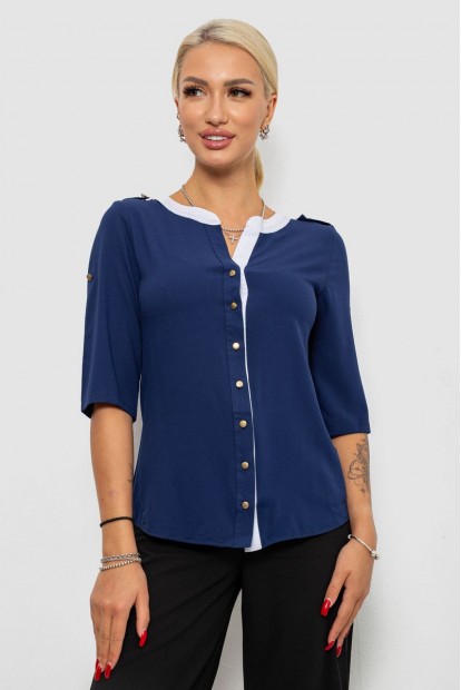 Блуза класична  -уцінка, колір синій, 230R111-U-16