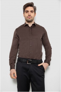 Рубашка мужская однотонная, цвет шоколадный, 186R6917
