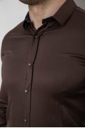 Рубашка мужская однотонная, цвет шоколадный, 186R6917 - фото № 4