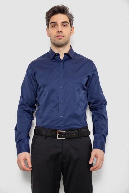 Сорочка чоловіча однотонна, колір темно-синій, 186R6917