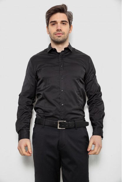 Рубашка мужская однотонная, цвет черный, 186R6917