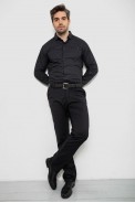 Рубашка мужская однотонная с принтом, цвет черный, 186R2008 - фото № 1