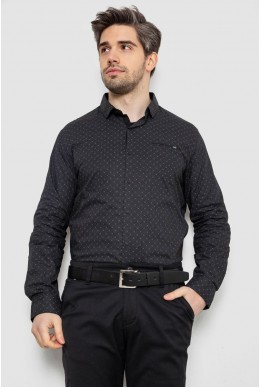 Рубашка мужская однотонная с принтом, цвет черный, 186R2008