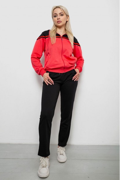 Спортивный костюм женский двухнитка, цвет розово-черный, 244R9126