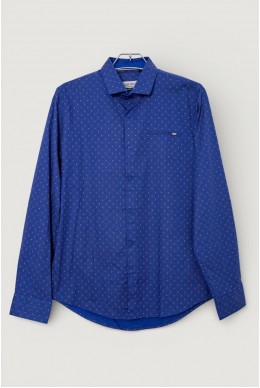 Рубашка мужская однотонная с принтом, цвет электрик, 186R2008