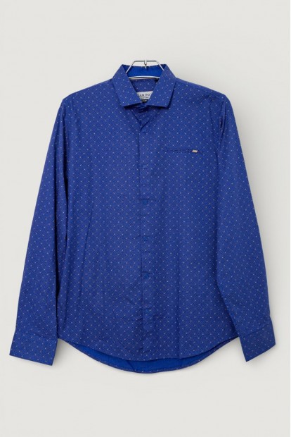 Рубашка мужская однотонная с принтом, цвет электрик, 186R2008