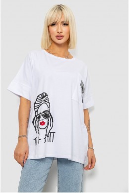 Футболка женская с принтом, цвет белый, 244R4010