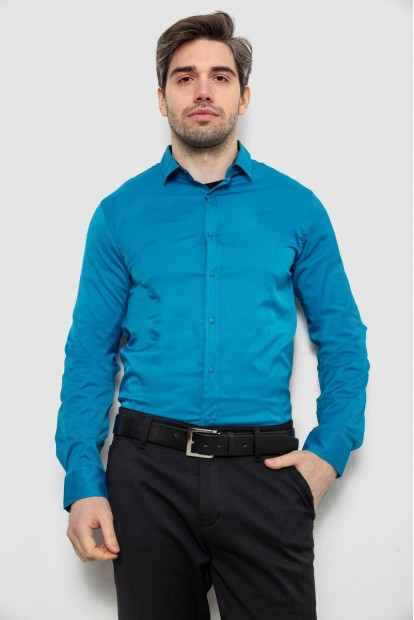 Рубашка мужская однотонная, цвет бирюзовый, 186R6917