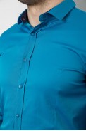 Рубашка мужская однотонная, цвет бирюзовый, 186R6917 - фото № 4