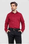 Рубашка мужская однотонная с принтом, цвет бордовый, 186R2008 - фото № 0