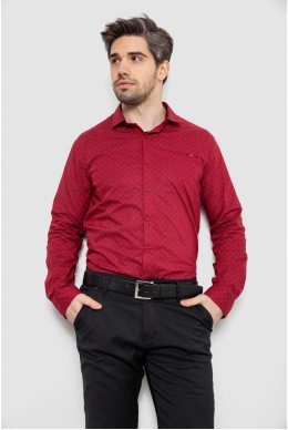 Рубашка мужская однотонная с принтом, цвет бордовый, 186R2008