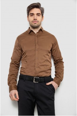 Рубашка мужская однотонная, цвет коричневый, 186R6917
