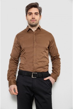 Сорочка чоловіча однотонна, колір коричневий, 186R6917
