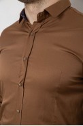 Рубашка мужская однотонная, цвет коричневый, 186R6917 - фото № 4