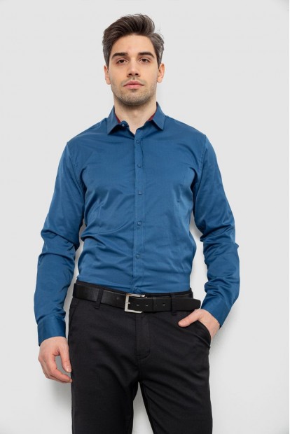 Сорочка чоловіча однотонна, колір синій, 186R6917