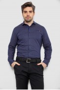Рубашка мужская однотонная с принтом, цвет синий, 186R2008 - фото № 0