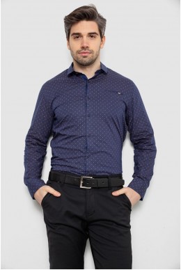 Рубашка мужская однотонная с принтом, цвет синий, 186R2008