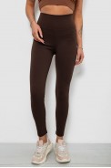 Лосины женские однотонные в рубчик, цвет шоколадный, 214RU200 - фото № 0