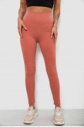 Лосины женские однотонные в рубчик, цвет темно-коралловый, 214RU200 - фото № 0