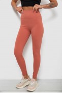 Лосины женские однотонные в рубчик, цвет темно-коралловый, 214RU200 - фото № 2