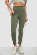 Лосины женские однотонные в рубчик, цвет темно-оливковый, 214RU200 - фото № 5