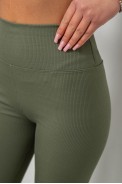 Лосины женские однотонные в рубчик, цвет темно-оливковый, 214RU200 - фото № 9