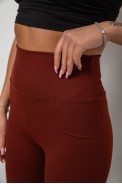 Лосины женские однотонные в рубчик, цвет терракотовый, 214RU200 - фото № 4