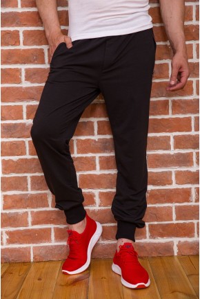 Спортивные мужские штаны с манжетами, черного цвета, 102R291