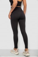 Лосины женские однотонные в рубчик, цвет черный, 214RU200 - фото № 3