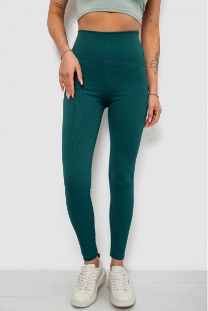 Лосины женские однотонные в рубчик, цвет темно-зеленый, 214RU200