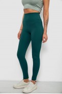 Лосины женские однотонные в рубчик, цвет темно-зеленый, 214RU200 - фото № 2