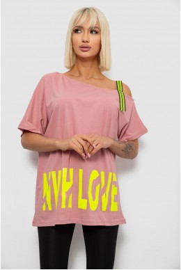 Футболка женская с принтом, цвет пудровый, 244R2158