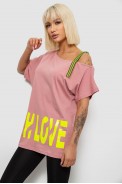 Футболка женская с принтом, цвет пудровый, 244R2158 - фото № 2