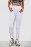 Лосины женские однотонные в рубчик, цвет белый, 214RU200 - фото № 0