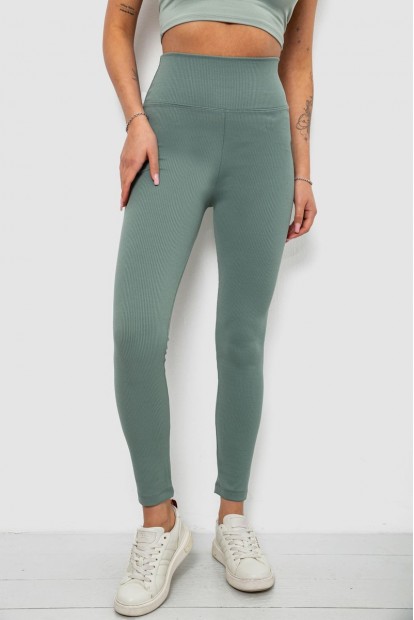 Лосины женские однотонные в рубчик, цвет оливковый, 214RU200