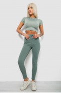 Лосини жіночі однотонні в рубчик, колір оливковий, 214RU200 - фото № 1