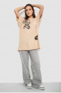 Футболка женская с принтом, цвет бежевый, 244R4002-2 - фото № 1