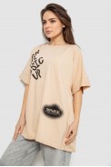 Футболка женская с принтом, цвет бежевый, 244R4002-2 - фото № 2