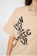 Футболка женская с принтом, цвет бежевый, 244R4002-2 - фото № 4