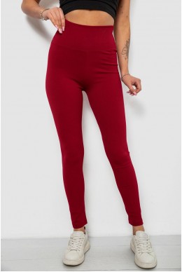 Лосины женские однотонные в рубчик, цвет бордовый, 214RU200