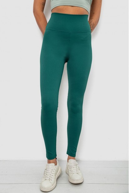 Лосины женские однотонные в рубчик, цвет зеленый, 214RU200