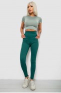Лосины женские однотонные в рубчик, цвет зеленый, 214RU200 - фото № 1