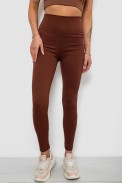 Лосины женские однотонные в рубчик, цвет коричневый, 214RU200 - фото № 0